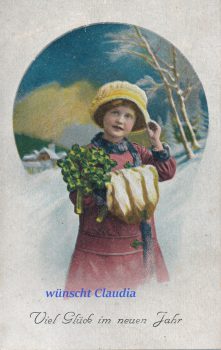 Postkarte viel Glück im neuen Jahr Carakess