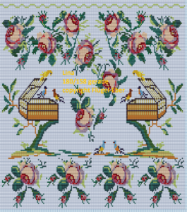 Motiv Vorschau Muster Perlbeutel Lina mit Vögel und Rosen. Projekt Februar 2022 für Carakess